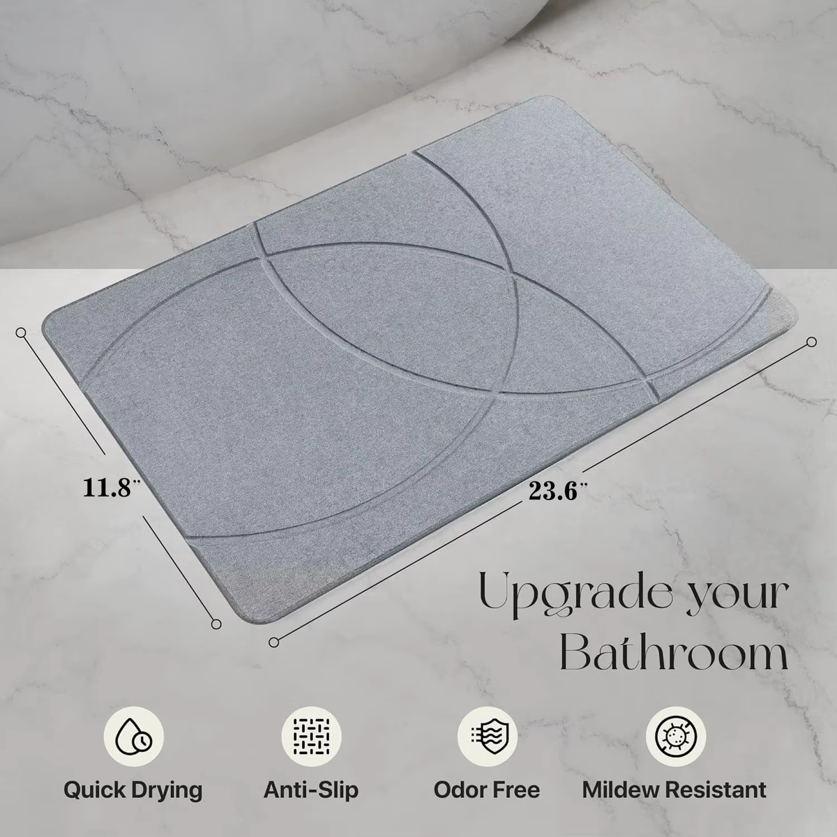 Customized Diatomaceous Earth Bath Mat Super Absorbent Rubber Stone Mat for Home Hotel Modern Design for Quick Drying Kitchen