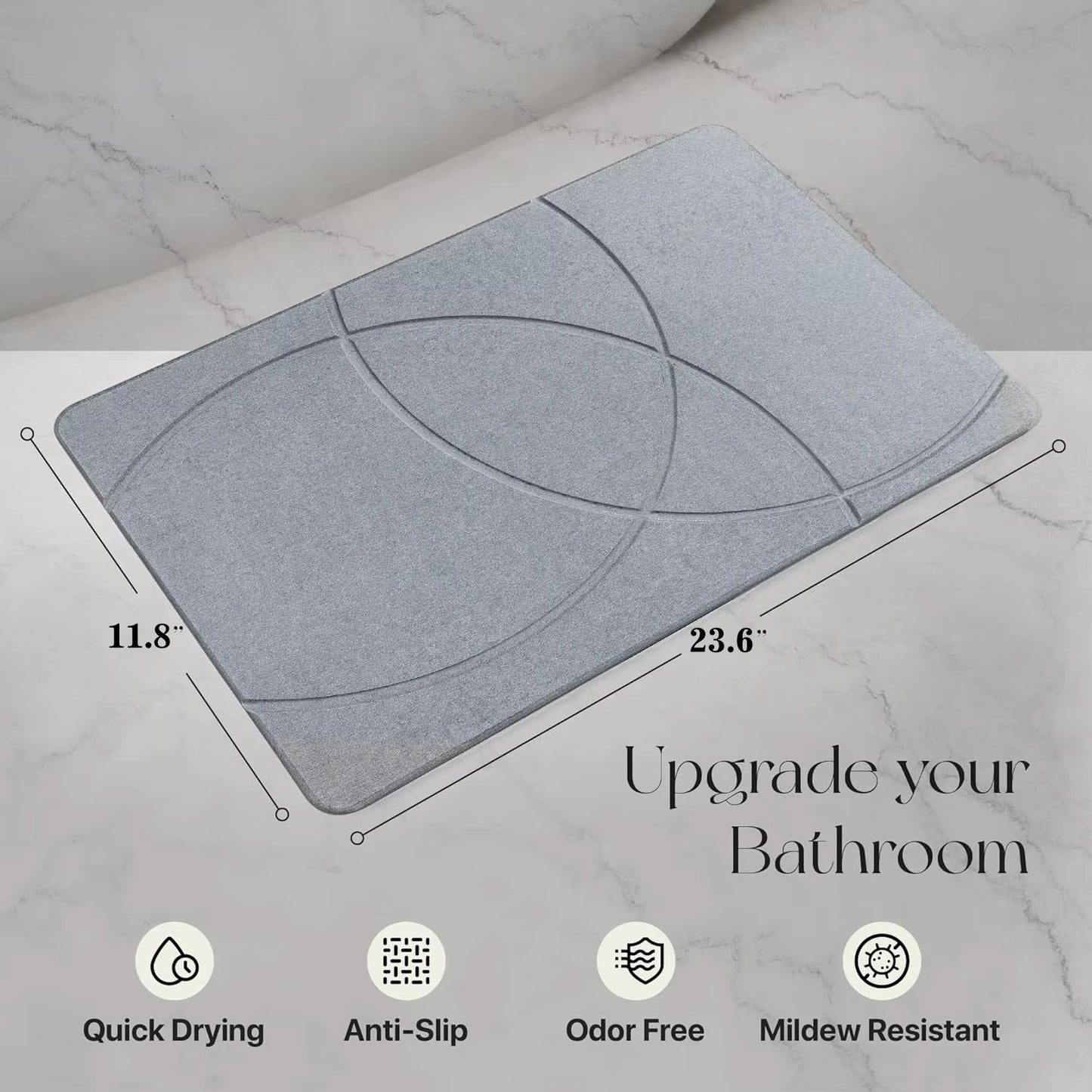 Customized Diatomaceous Earth Bath Mat Super Absorbent Rubber Stone Mat for Home Hotel Modern Design for Quick Drying Kitchen